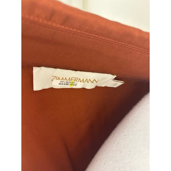Zimmerman Rust Silk Wrap Midi Dress Sz 2 - Picture 4 of 4